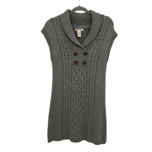 JJ Always Cable Knit Shawl Neck Bodycon Pullover Mini Sweater Dress Gray XL